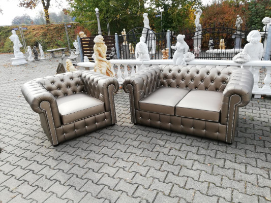 Conjunto de sofá Chesterfield de diseñador Sofá Couch 2+1 tapizado conjunto de asiento dorado