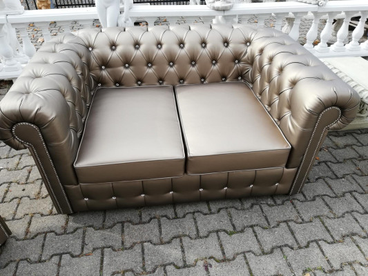 Conjunto de sofá Chesterfield de diseñador Sofá Couch 2+1 tapizado conjunto de asiento dorado