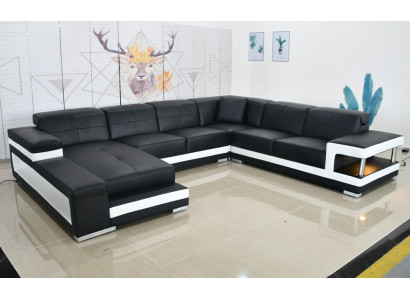 Sofá de cuero Sofá moderno tapizado diseño de cuero Sofá esquinero Couch textil paisaje de sala