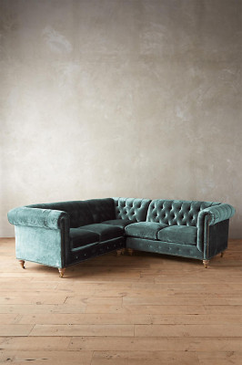 Sofá esquinero Chesterfield sofá de cuero sofá textil tapizado tela esquina nuevo