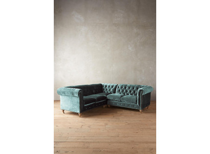 Sofá esquinero Chesterfield sofá de cuero sofá textil tapizado tela esquina nuevo