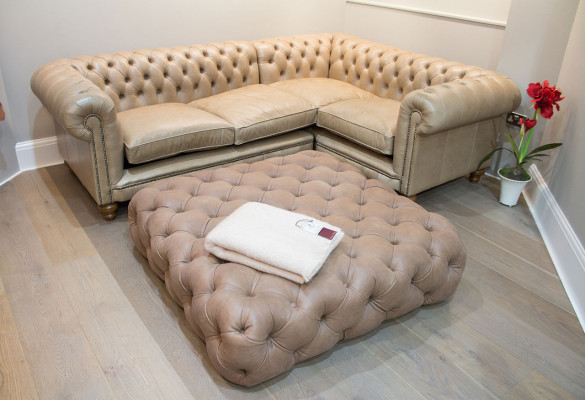 Sofá de cuero Sofá de esquina Sofá Couch Chesterfield Sofá de esquina Conjunto de salón Esquina Nuevo