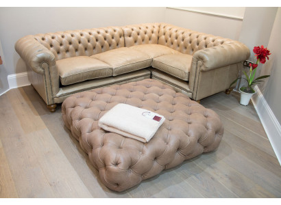 Sofá de cuero Sofá de esquina Sofá Couch Chesterfield Sofá de esquina Conjunto de salón Esquina Nuevo