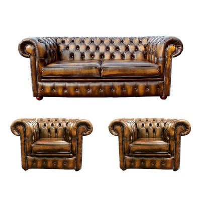 Sofá de Cuero Chesterfield 2+1+1 Textil Sofá de Tela Conjunto de Sofás