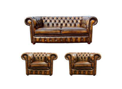 Sofá de Cuero Chesterfield 2+1+1 Textil Sofá de Tela Conjunto de Sofás