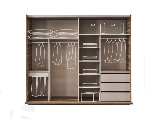 Muebles de dormitorio modernos cama doble tapizada madera mesitas de noche armario