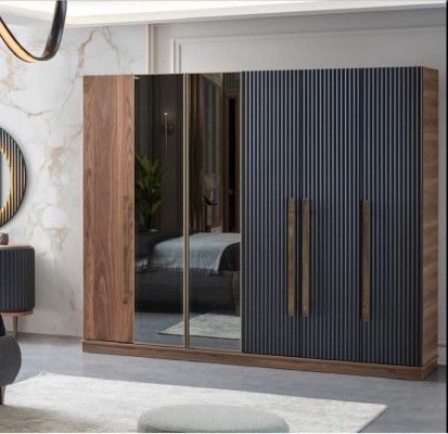 Armario marrón de diseñador de lujo, mueble de madera, armario de decoración.