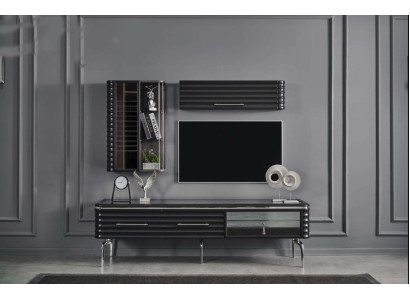 Juego de sala de estar moderno, mueble de TV de diseñador, lujo 2x armarios de pared 3 piezas.