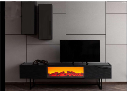 Conjunto moderno de sala de estar Lujoso mueble de TV con 2 armarios de pared, 3 piezas.
