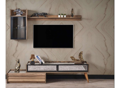 Moderna pared de salón diseñador mueble de televisión de madera lujo armario de pared estante juego de 3 piezas.