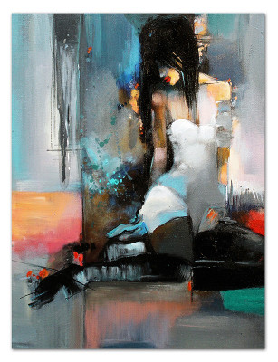 Loft Pinturas al óleo Hecho a mano Arte abstracto Decoración cuadros xxl pinturas 90x120cm