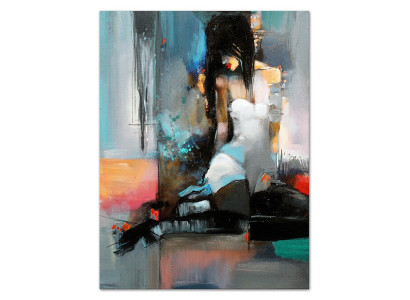 Loft Pinturas al óleo Hecho a mano Arte abstracto Decoración cuadros xxl pinturas 90x120cm