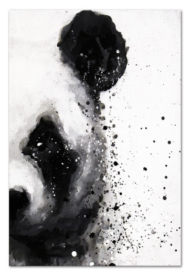 Cuadro abstracto de panda hecho a mano, marco de aceite de pintura moderna.