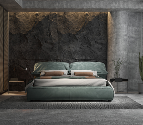 Dormitorio verde cama diseñador cama doble de lujo Material del bastidor de madera