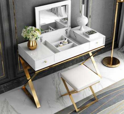 Moderno tocador blanco para dormitorio con cajones mueble de madera.