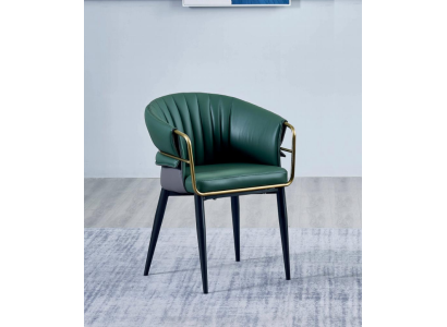 Silla de comedor verde diseñador patas de madera sillas de cuero sintético muebles de acero inoxidable