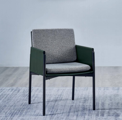 Silla de brazo gris Elegante asiento individual Sillón de lujo tapizado moderno