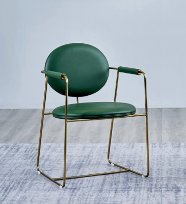 Silla de acero inoxidable verde, sillón de diseñador, asiento de lujo individual, muebles modernos.