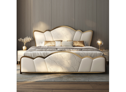 Dormitorio Muebles Elegante Cama Doble Blanca Camas de Cuero Modernas
