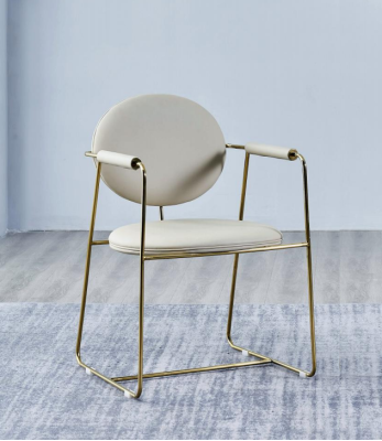 Silla de comedor blanca, diseño de silla de acero inoxidable, individual, moderno.