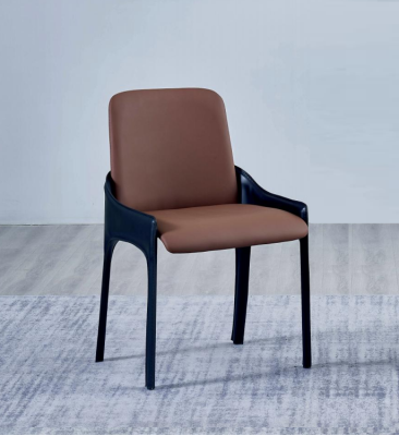 Silla de comedor marrón Asiento elegante de una persona Sillas de lujo tapizadas Sillas