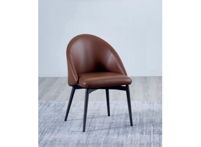 Silla de cuero marrón, diseñador individual, sillas de comedor modernas de madera.