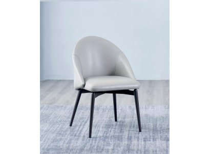 Silla de comedor blanca de piel artificial de lujo individual de madera con tapizado