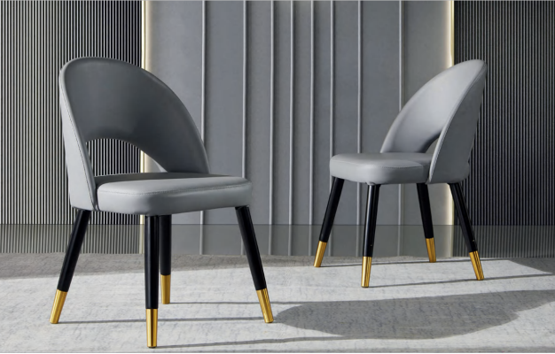 Moderna silla de comedor gris, silla individual de diseño, sillas de madera.