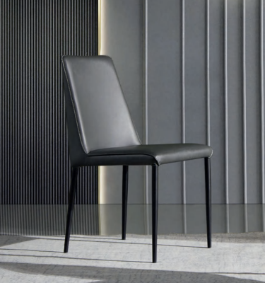 Silla de comedor completamente negra, sillas de madera de diseñador, sillas con respaldo de tela.