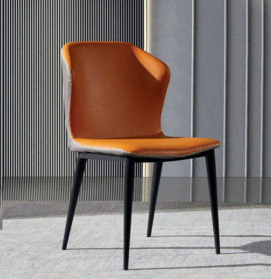 Silla de comedor negra y naranja Sillas de diseñador Sillones modernos Nuevos