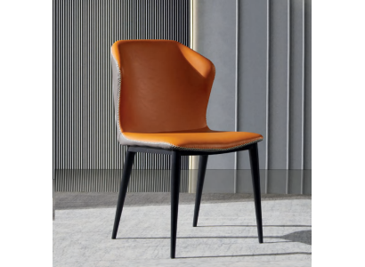 Silla de comedor negra y naranja Sillas de diseñador Sillones modernos Nuevos