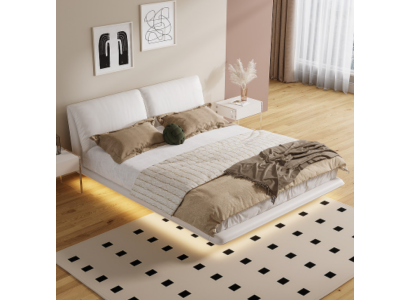 Dormitorio blanco Cama de diseñador Camas textiles de lujo de madera Camas dobles