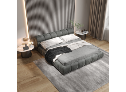 Cama de dormitorio gris bajo cama de diseñador cama doble estilo moderno