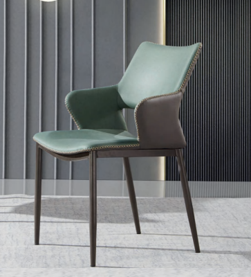 Sillas de comedor de madera marrón-verde, sillas de madera de diseñador, sillas de respaldo modernas.