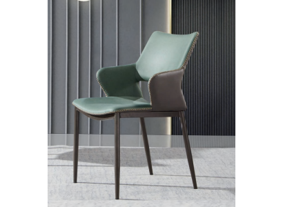 Sillas de comedor de madera marrón-verde, sillas de madera de diseñador, sillas de respaldo modernas.