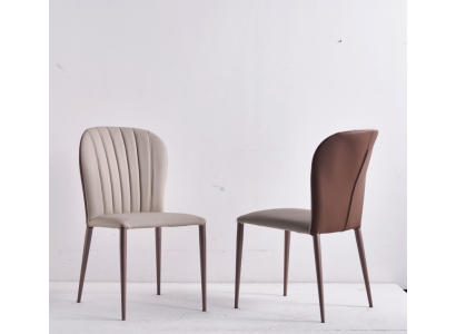 Silla de comedor beige Muebles de comedor Sillas de cuero artificial de diseñador Nuevas