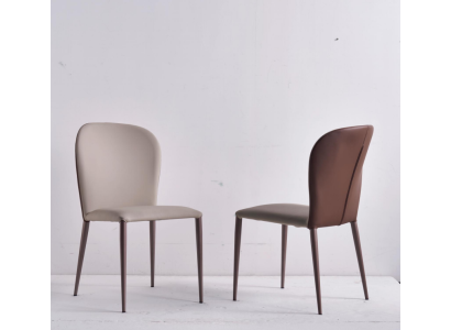 Muebles de comedor Diseñador Silla beige Muebles de madera modernos Nueva silla con respaldo