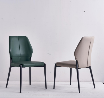 Silla de cuero verde de diseñador, sillas de comedor modernas, asientos de cocina muebles nuevos.