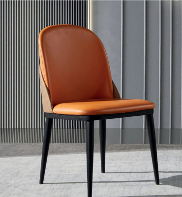 Silla naranja comedor muebles diseñador asiento individual madera textil sillas