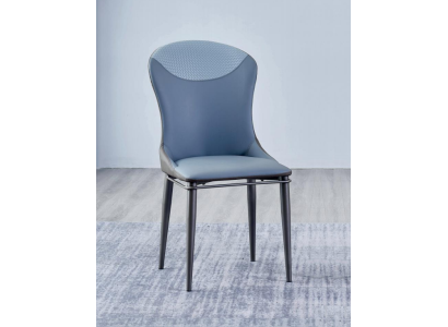 Silla de comedor azul sin apoyabrazos sillas de madera sillas de diseñador de cuero
