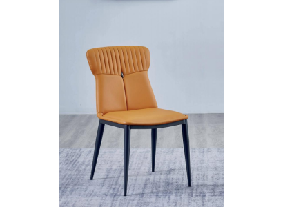 Sillas de comedor marrones de diseñador en cuero sintético, individuales, sillas de madera nobles.
