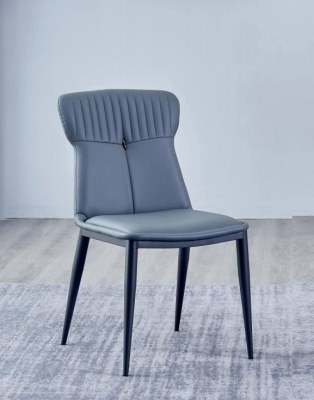 Cuero sintético Silla de comedor de diseñador Silla azul Sillones tapizados de comedor de 1 asiento.