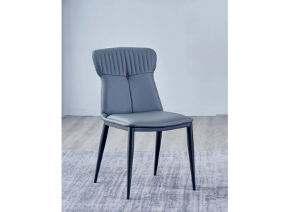 Cuero sintético Silla de comedor de diseñador Silla azul Sillones tapizados de comedor de 1 asiento.