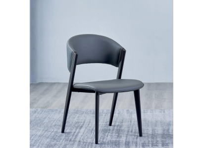 Silla de cuero gris Sillas de comedor de calidad Acolchadas Individuales Sillas de madera