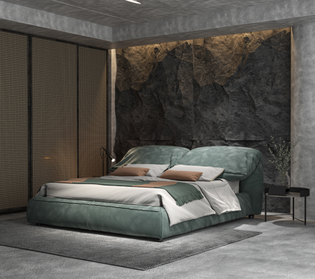 Dormitorio verde cama diseñador cama doble de lujo Material del bastidor de madera
