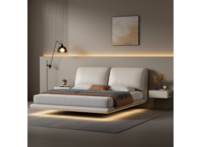Literally, the translation is: Cama de pared blanca Dormitorio Diseñador Estructura de madera Muebles Camas dobles