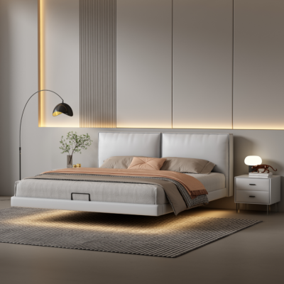 Dormitorio blanco cama de pared, camas de diseñador marco de madera, camas dobles