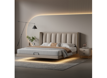 Dormitorio blanco cama doble lujo diseño muebles marco de madera camas