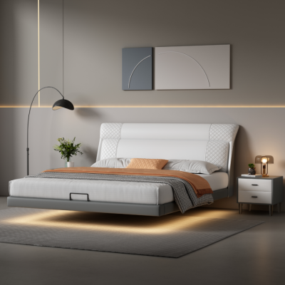 Blanco dormitorio cama diseñador camas de cuero camas textiles camas dobles