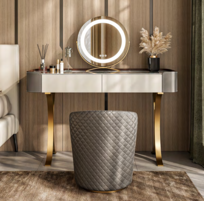 Vestidor beige Diseñador tocador de lujo con cajones de madera.